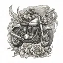 biblical and involves a motorcycle surrounded tattoo design idea