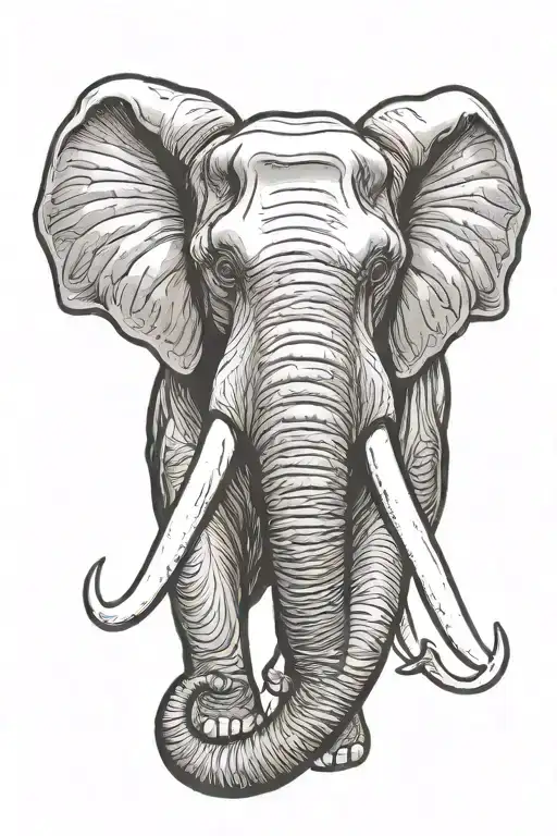 angry elephant head tattoo design idea