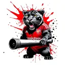Penrith panthers mascot shooting the arsenal FC cannon tattoo design idea