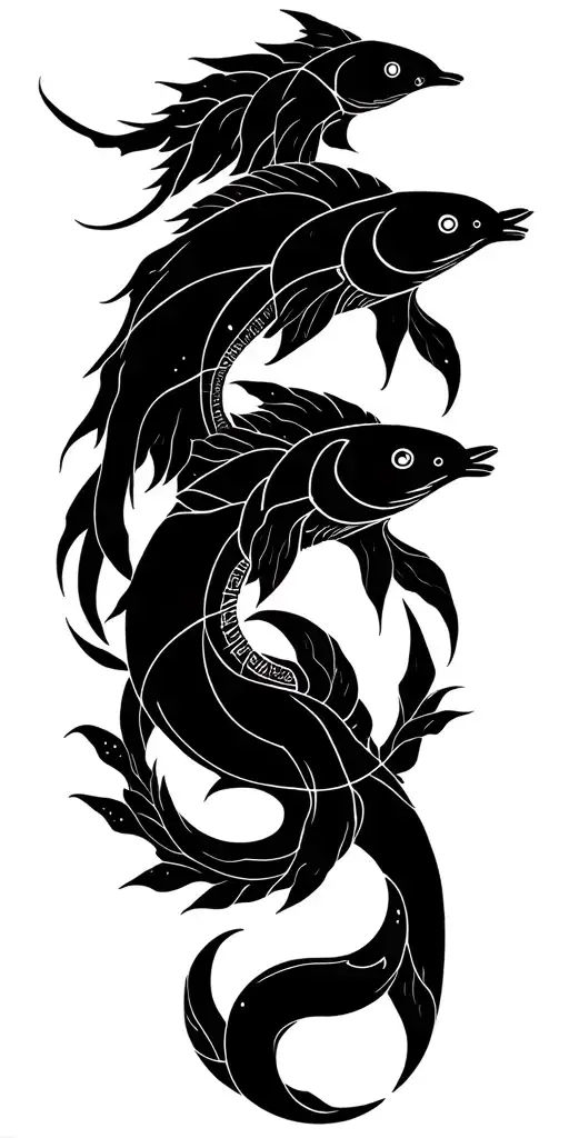 Family 4 Zodiac Signals: Pisces, Sagittarius, Leo and Aquarius tattoo design idea