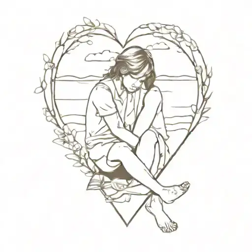 memorial for my boyfriend with us sitting at the beach tattoo design idea