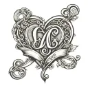 Infinity Heart with initials LJ and AM tattoo design idea