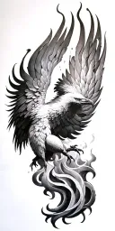 phoenix rising, fire, smoke, anger tattoo design idea