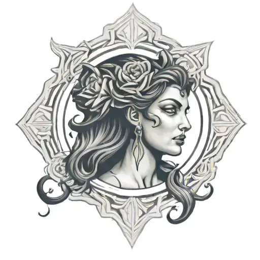 hecate goddess painted tattoo design idea
