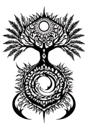 tribal design including army elements, tree of life, dna strand, goddess sun moon, dragon, hawaiian islands tattoo design idea