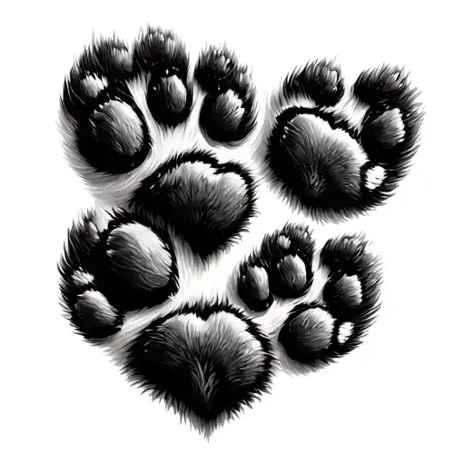paw prints with hearts tattoo design idea