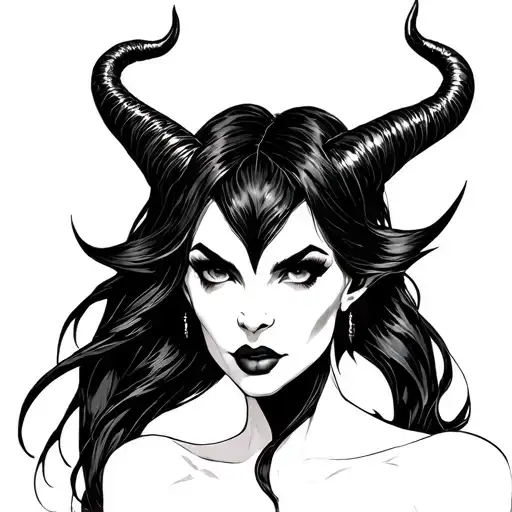 maleficent horns minimalist, one line drawing tattoo design idea