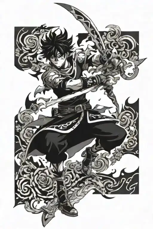 asta black clover in demon form hold sword  tattoo design idea