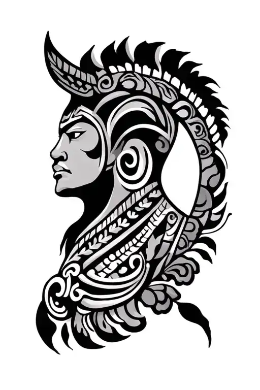 maori with loin  tattoo design idea