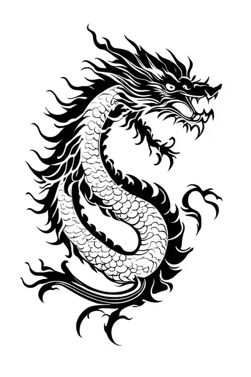 Chinese dragon river tattoo design idea