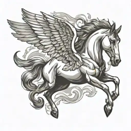 Pegasus flying tattoo design idea