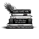 stack of books with the books fourth wing, Harry Potter, a court of thorns and roses and zodiac academy incorporated  tattoo design idea