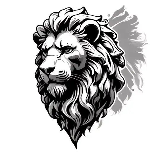  Greek gothic lion statue tattoo design idea
