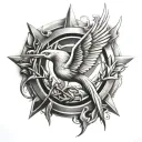 burning mockingjay tattoo design idea