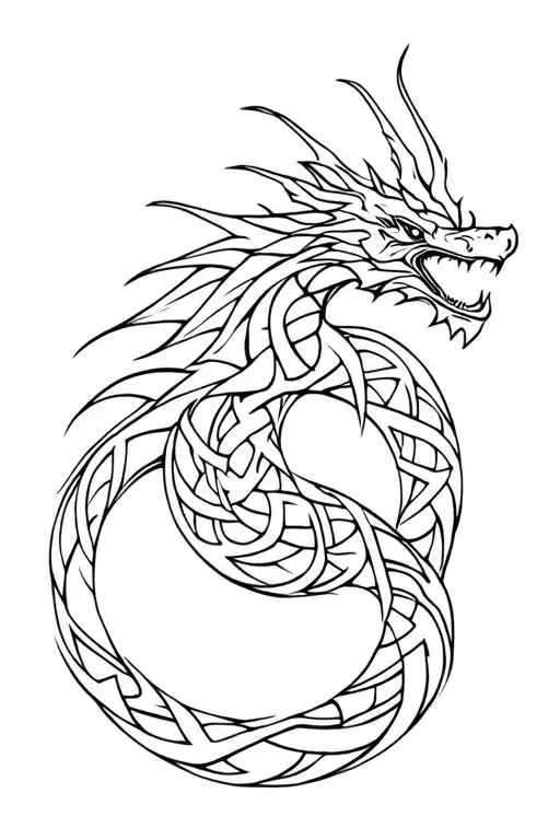 Celtic dragon wrapped tattoo design idea