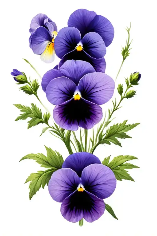 pansies wild flowers tattoo design idea