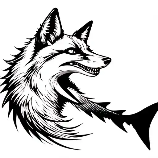 Fox and Shark tattoo design idea