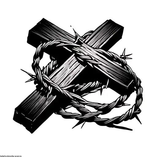 barbed wire wrapped around a cross  tattoo design idea