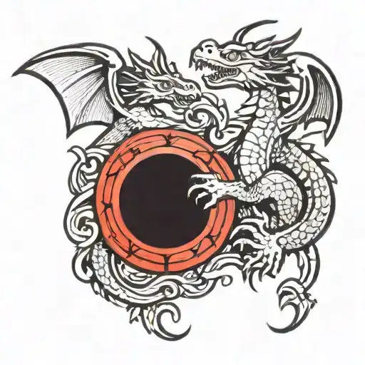 cute dragons in a stamp tattoo design idea