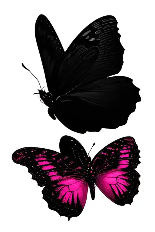 butterfly pink with fingerprint tattoo design idea