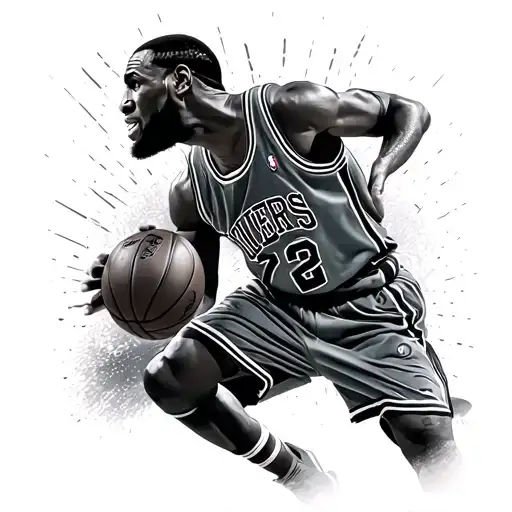 LEBRON JAMES BLOCK on andre  ALLEN IVERSON STEP OVER TY LUE, MICHAEL JORDAN FREE THROW LINE DUNK , MAGIC JOHNSON SKYHOOK tattoo design idea