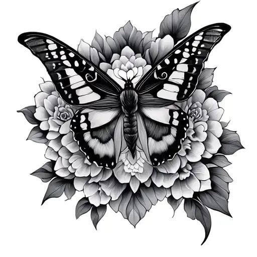 mandala and moth tattoo design idea