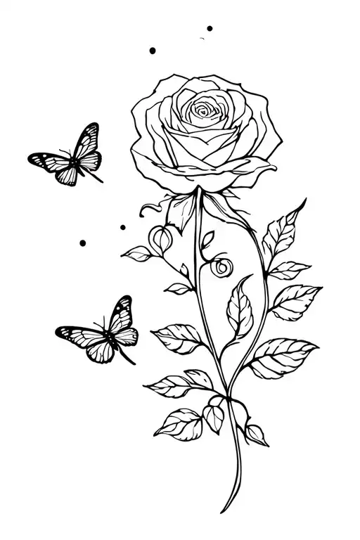 self-hug tattoo with a rose, a dragonfly and a butterfly tattoo design idea