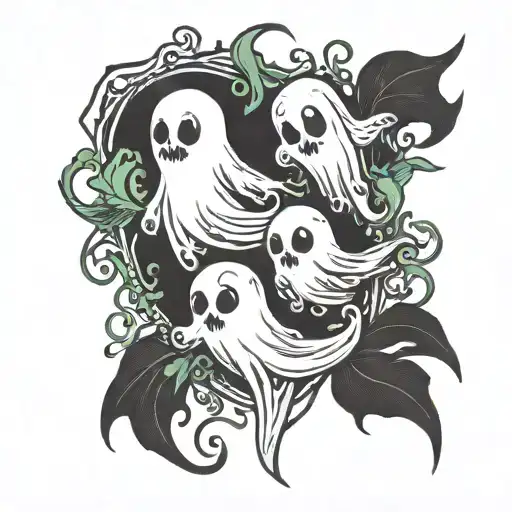 Three little ghost one representing maturity, one care and one funny  tattoo design idea