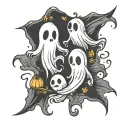 Three little ghost one representing maturity, one care and one funny  tattoo design idea