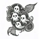 Three little ghost one representing maturity, one care and one funny  tattoo design idea