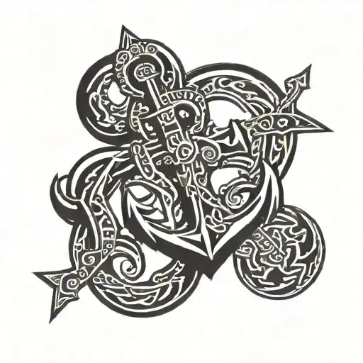 navy anchor,cross and god tattoo design idea