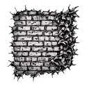 brick wall being torn tattoo design idea