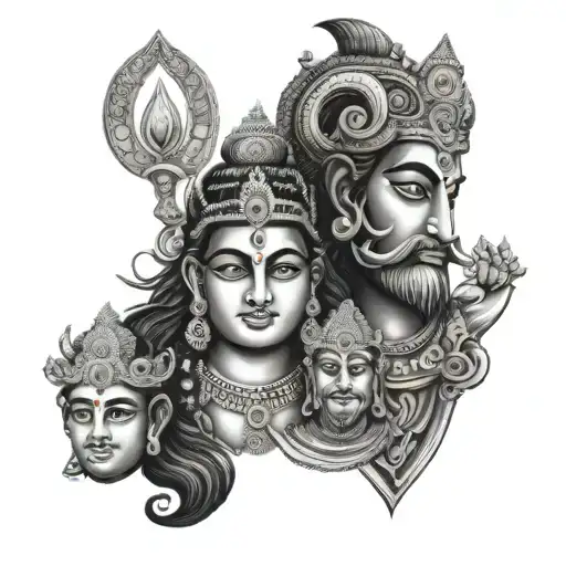 Face of God murugan, Lord shiva and lord ganesh. tattoo design idea