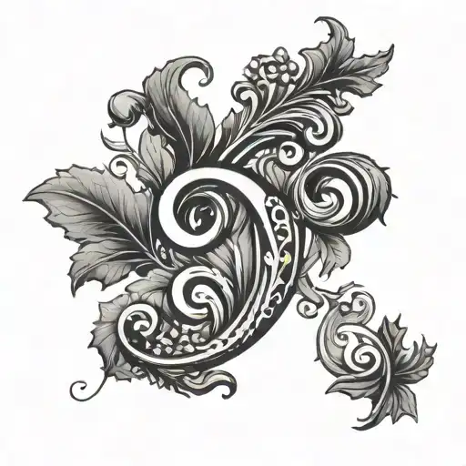 The letter P simulating a vine and above the P a crown tattoo design idea