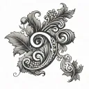 The letter P simulating a vine and above the P a crown tattoo design idea