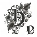 The letter P simulating a vine and above the P a crown tattoo design idea