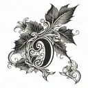 The letter P simulating a vine and above the P a crown tattoo design idea