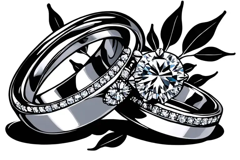 wedding rings tattoo design idea
