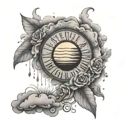 bible verse with cloudes sun heart rain tattoo design idea