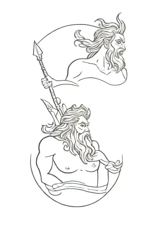 zeus y poseidon tattoo design idea