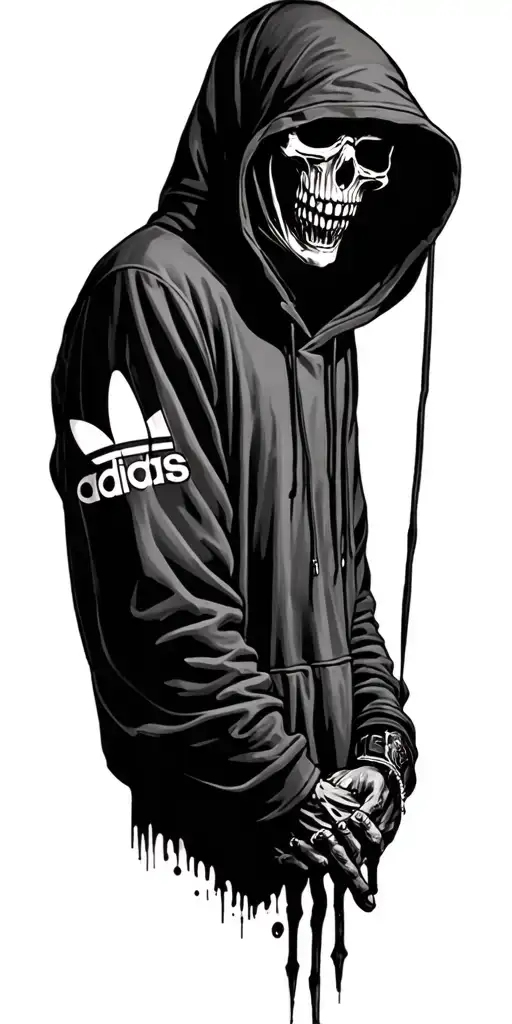 grim reaper wearing an Adidas hoody tattoo design idea