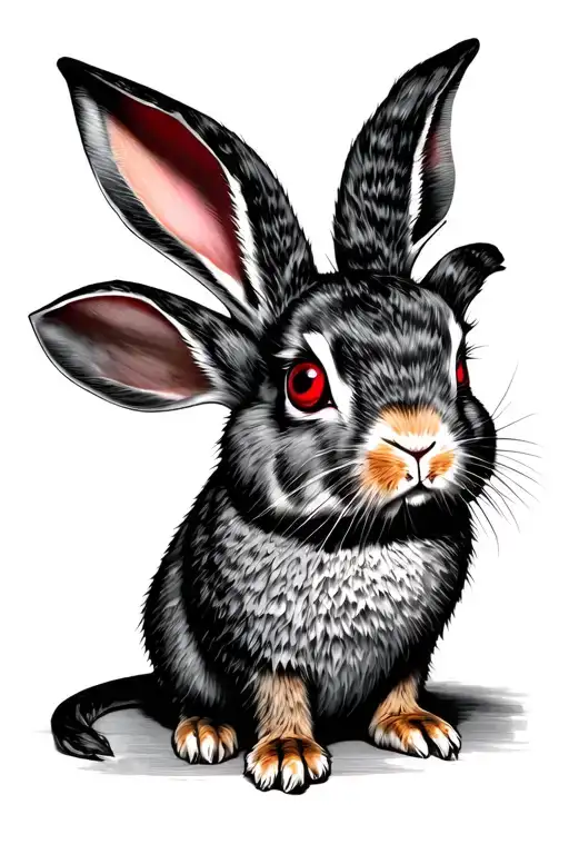 Monty python rabbit red eyes looking tattoo design idea