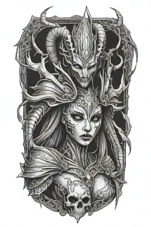 Daedric Prince Mephala Arachne Spooky tattoo design idea