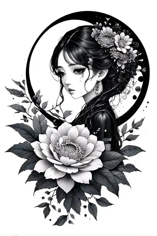 Gumiho and the Moon Girl Flower tattoo design idea