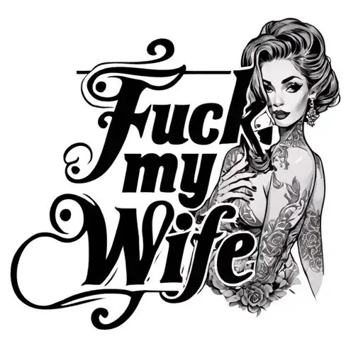 "Fuck my wife" sissy cuckold with 51 year old hotwife tattoo design idea