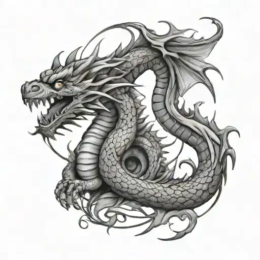 dragon thunder storm tattoo design idea