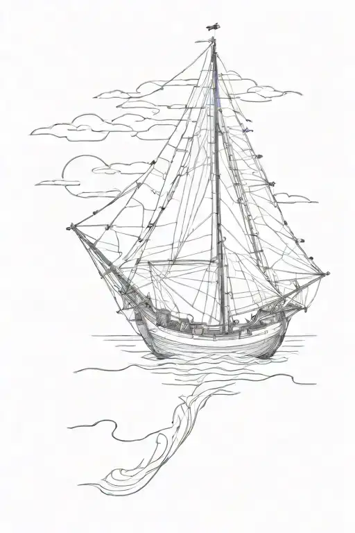 small sailing boat tattoo design idea