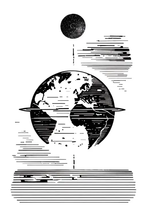 flat earth tattoo design idea