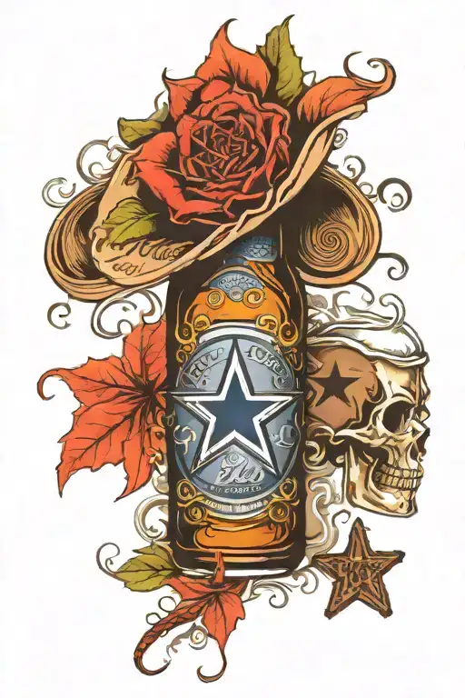 memorial for Dad, Dallas cowboys and bud light beer tattoo design idea