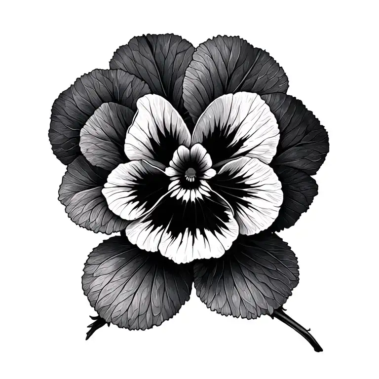 5 detailed pansy flower with a tiny  tattoo design idea